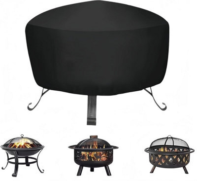 Guangyu Protective Cover (80 X 80 65 Cm) For Round Fire Pit, Waterproof, Black, Made Of Pvc, Garden Or Terrace. - image 1