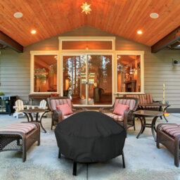 Guangyu Protective Cover (80 X 80 65 Cm) For Round Fire Pit, Waterproof, Black, Made Of Pvc, Garden Or Terrace. - thumbnail 5