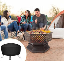 Guangyu Protective Cover (80 X 80 65 Cm) For Round Fire Pit, Waterproof, Black, Made Of Pvc, Garden Or Terrace. - thumbnail 4