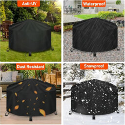Guangyu Protective Cover (80 X 80 65 Cm) For Round Fire Pit, Waterproof, Black, Made Of Pvc, Garden Or Terrace. - thumbnail 3