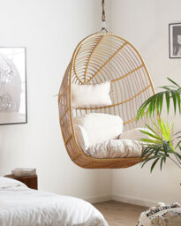 Beliani Hanging Chair Casoli Pe Rattan Natural - thumbnail 2