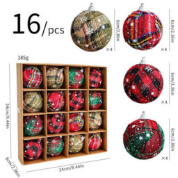 CLEFFNS 16Pcs Mini Christmas Ball Christmas Buffalo Plaid Ornaments Miniature Balls For Christmas Tree Mini Ornaments For Party Decoration - thumbnail 6