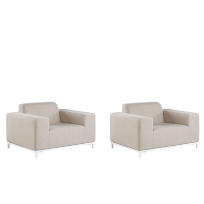Beliani Set Of 2 Garden Armchairs Rovigo Fabric Beige - image 1