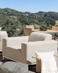 Beliani Set Of 2 Garden Armchairs Rovigo Fabric Beige - thumbnail 2