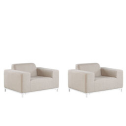 Beliani Set Of 2 Garden Armchairs Rovigo Fabric Beige - thumbnail 1