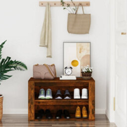 Berkfield Shoe Rack Smoked Oak 75X35X45 Cm Engineered Wood - thumbnail 3