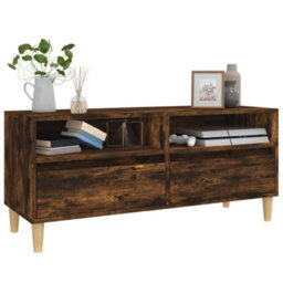Berkfield Classic Tv Cabinet Smoked Oak 100X34.5X44.5 Cm Engineered Wood - thumbnail 4