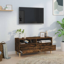 Berkfield Classic Tv Cabinet Smoked Oak 100X34.5X44.5 Cm Engineered Wood - thumbnail 3