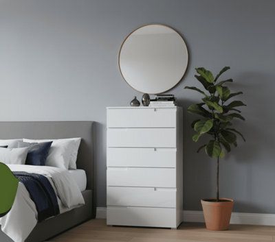 Amos Mann Furniture Cellini Tall White Gloss Chest Of Drawer Storage Chest S3 - image 1