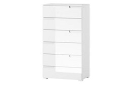 Amos Mann Furniture Cellini Tall White Gloss Chest Of Drawer Storage Chest S3 - thumbnail 2