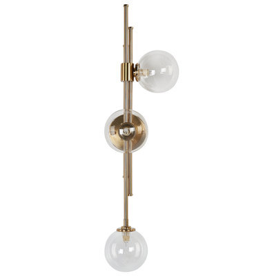 Wyld and Coco Glamora Luxe Wall Lamp Gold Iron Glass 3-Light Modern Glam Wall Light For Living Rooms And Hallways - image 1