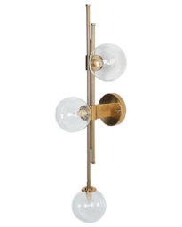 Wyld and Coco Glamora Luxe Wall Lamp Gold Iron Glass 3-Light Modern Glam Wall Light For Living Rooms And Hallways - thumbnail 3