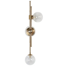 Wyld and Coco Glamora Luxe Wall Lamp Gold Iron Glass 3-Light Modern Glam Wall Light For Living Rooms And Hallways - thumbnail 1