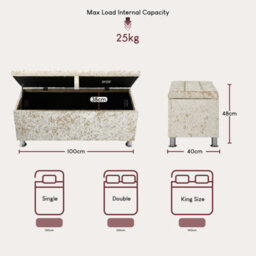 Lassic Vida Designs Valencia Storage Ottoman Crushed Velvet Champagne Storage Ukfr Bench Chest Bedroom Living Room  - thumbnail 3
