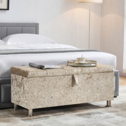 Lassic Vida Designs Valencia Storage Ottoman Crushed Velvet Champagne Storage Ukfr Bench Chest Bedroom Living Room  - thumbnail 2