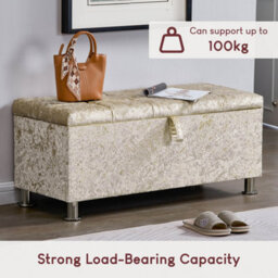 Lassic Vida Designs Valencia Storage Ottoman Crushed Velvet Champagne Storage Ukfr Bench Chest Bedroom Living Room  - thumbnail 7