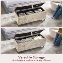Lassic Vida Designs Valencia Storage Ottoman Crushed Velvet Champagne Storage Ukfr Bench Chest Bedroom Living Room  - thumbnail 4