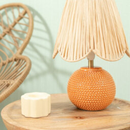 Valuelights Sebby Pair Of - Peach Ceramic Table Lamp With Natural Raffia Shade - Led Bulbs Included - thumbnail 3