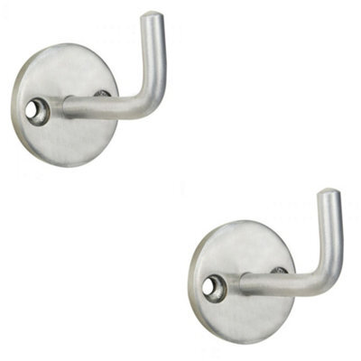 Loops 2 Pack - Slimline Single Coat Hook On Round Rose - 45mm Projection Satin Stainless Steel - image 1
