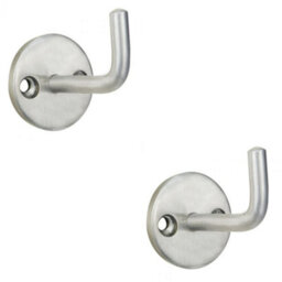 Loops 2 Pack - Slimline Single Coat Hook On Round Rose - 45mm Projection Satin Stainless Steel - thumbnail 1