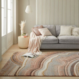 Blush Grey Abstract Jute  Polyester Modern Bedroom, Livingroom Rug - 80Cm X 150Cm - thumbnail 1