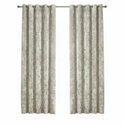 Crushed Velvet Eyelet Curtains Luxurious Finish For Contemporary Homes Cream - thumbnail 2