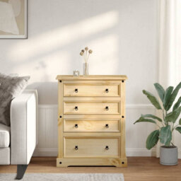 Berkfield Chest Of Drawers Corona 92X48X120 Cm Solid Wood Pine - thumbnail 3