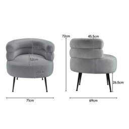 Living And Home Curved Upholstered Single Sofa Accent Chair Armchair With Metal Legs - thumbnail 6