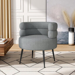 Living And Home Curved Upholstered Single Sofa Accent Chair Armchair With Metal Legs - thumbnail 2
