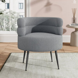 Living And Home Curved Upholstered Single Sofa Accent Chair Armchair With Metal Legs - thumbnail 1