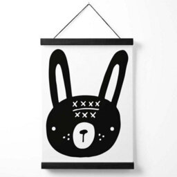 Artze Wall Art Cute Black Rabbit Scandi Animal Art Print With Black Frame Size: A4 - thumbnail 1