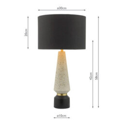 Xample Onora Terrazzo Table Lamp With Black Faux Silk Drum Shade - Resin Base With Gold Detailing, Modern Decorative Lighting - thumbnail 2