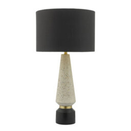 Xample Onora Terrazzo Table Lamp With Black Faux Silk Drum Shade - Resin Base With Gold Detailing, Modern Decorative Lighting - thumbnail 4