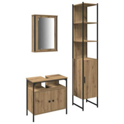 Berkfield Modern 3-Piece Bathroom Furniture Set In Artisan Oak