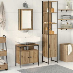 Berkfield Modern 3-Piece Bathroom Furniture Set In Artisan Oak - thumbnail 2