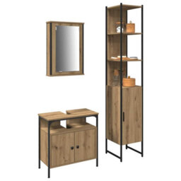 Berkfield Modern 3-Piece Bathroom Furniture Set In Artisan Oak - thumbnail 3