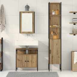 Berkfield Modern 3-Piece Bathroom Furniture Set In Artisan Oak - thumbnail 4