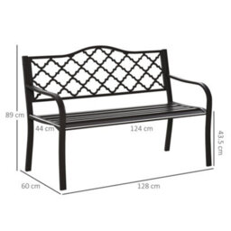 Outsunny Outdoor Garden Bench 2 Seater Patio Porch Loveseat Chair Seater Brown - thumbnail 3