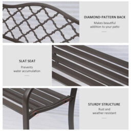 Outsunny Outdoor Garden Bench 2 Seater Patio Porch Loveseat Chair Seater Brown - thumbnail 5