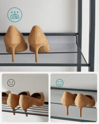 Tall Shoe Storage, Stackable Metal Organizer, Adjustable Shelving Unit, Footwear Display Rack, Cool Grey - thumbnail 8