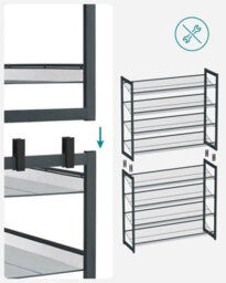 Tall Shoe Storage, Stackable Metal Organizer, Adjustable Shelving Unit, Footwear Display Rack, Cool Grey - thumbnail 7