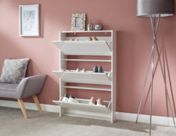 Gfw Narrow High Gloss 3 Tier Shoe Cabinet White - thumbnail 2