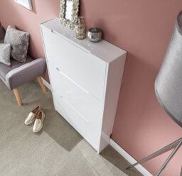 Gfw Narrow High Gloss 3 Tier Shoe Cabinet White - thumbnail 4