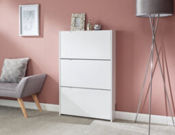 Gfw Narrow High Gloss 3 Tier Shoe Cabinet White