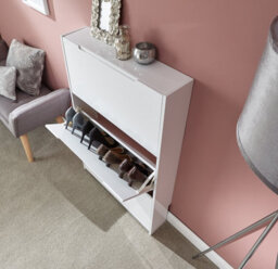 Gfw Narrow High Gloss 3 Tier Shoe Cabinet White - thumbnail 3