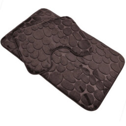 2 Piece Pebble Bath Mat Pedestal Set Non Slip Extra Large Bathroom Toilet Rugs - thumbnail 1