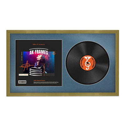 "30X17"" Gold Classic Vinyl Record Frame With Pompadour Mount For 12 Inch Lp Album Cover & Disc - Ak Frames" - image 1