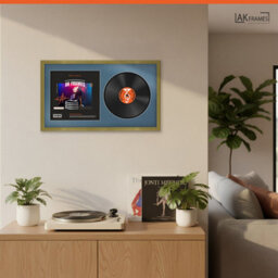 "30X17"" Gold Classic Vinyl Record Frame With Pompadour Mount For 12 Inch Lp Album Cover & Disc - Ak Frames" - thumbnail 5