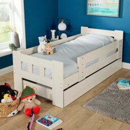Home Source Ackworth Single White Pull Out Trundle Wooden Frame Guest Bed - thumbnail 2