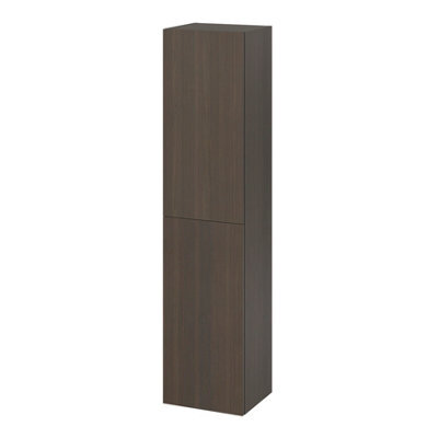 GoodHome Kentia Brown Walnut Veneer Bathroom Double Wall Cabinet (H)150Cm (W)35Cm - image 1